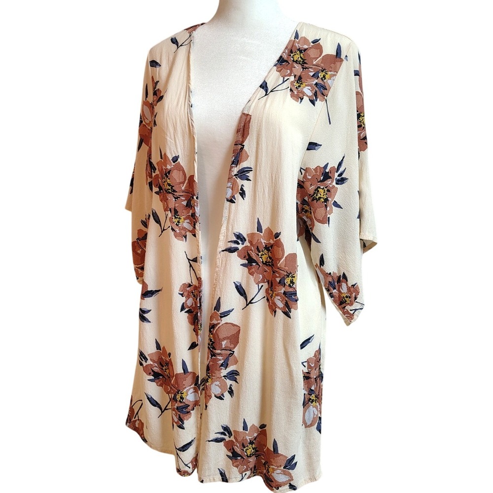 Saltwater Luxe Kimono Womens One Size Pipa Open Front Floral Summer‎ Coastal
